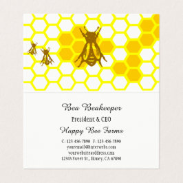 Honey Bee Honeycomb Custom Folded Business Card Visitenkarten