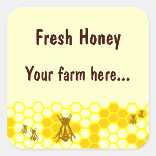 Honey Bee Honeycomb Custom Jar Label Stickers
