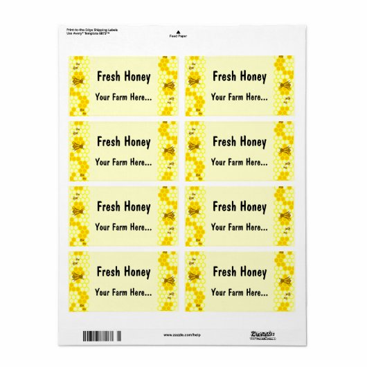 Honey Bee Honeycomb Custom Labels (Vorne)