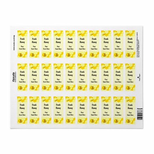 Honey Bee Honeycomb Custom Labels (Vorne)