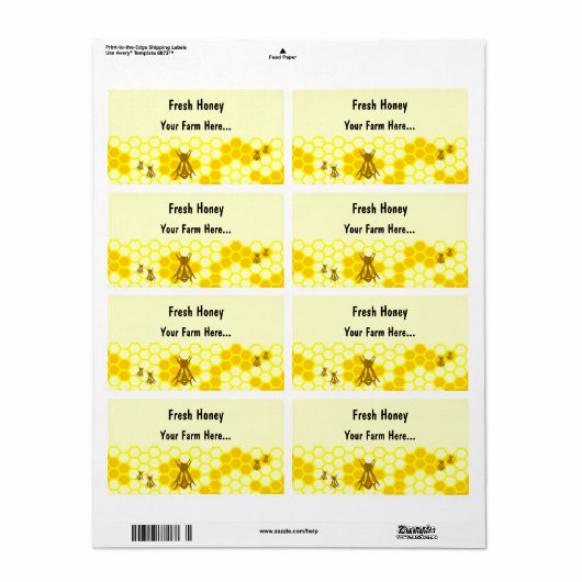 Honey Bee Honeycomb Custom Shipping Label (Vorne)