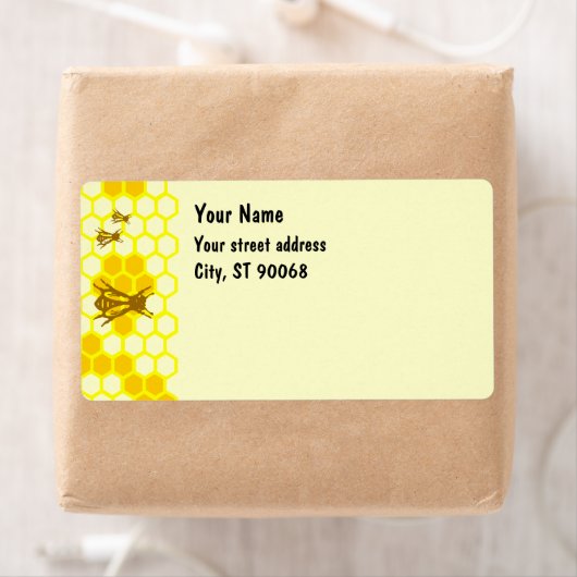Honey Bee Honeycomb Custom Shipping Labels (Insitu)