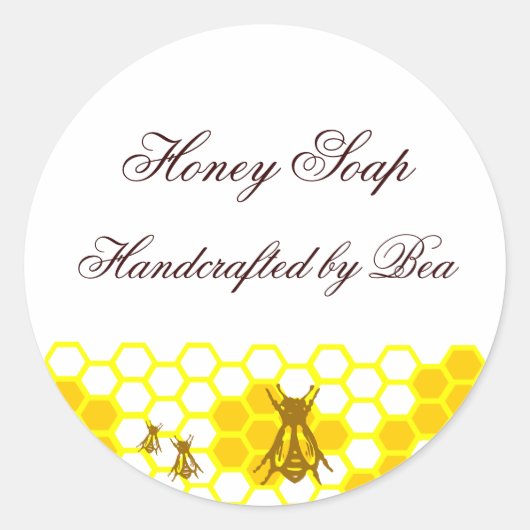 Honey Bee Honeycomb Custom Soap Label Stickers (Vorderseite)