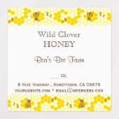 Honey Bee Honeycomb Editable 1,5" Square Label Etiketten (Design 1)
