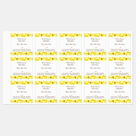 Honey Bee Honeycomb Editable 1,5" Square Label Etiketten (Blatt)