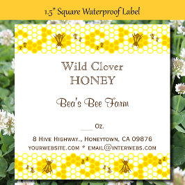 Honey Bee Honeycomb Editable 1,5" Square Label Etiketten