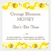 Honey Bee Honeycomb Editable 1,5" Square Sticker (Vorderseite)