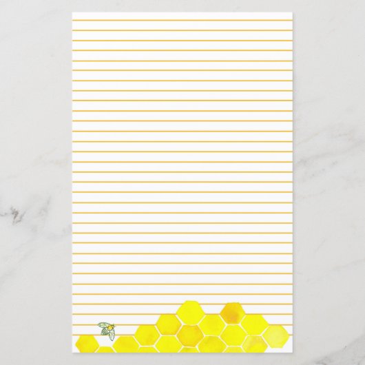 Honey Bee Honeycomb Gelb Lined Letter Writing (Rückseite)