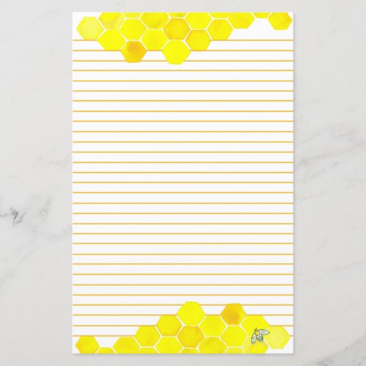 Honey Bee Honeycomb Gelb Lined Letter Writing (Vorderseite)