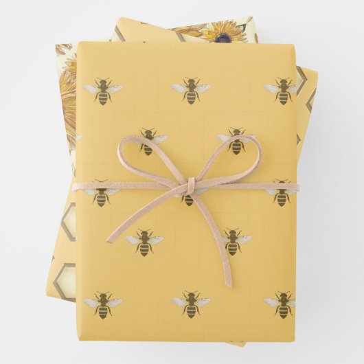 Honey Bee Honeycomb Sunflower Beekeeper Geschenkwr Geschenkpapier Set (Beispiel)