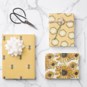 Honey Bee Honeycomb Sunflower Beekeeper Geschenkwr Geschenkpapier Set