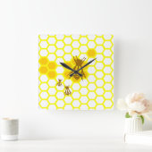 Honey Bee Honeycomb Wall Clock Quadratische Wanduhr (Zuhause)