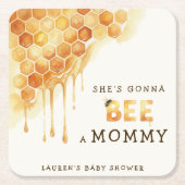 Honey Bee Honeycomb Watercolor Baby Shower Rechteckiger Pappuntersetzer (Vorderseite)
