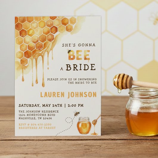 Honey Bee Honeycomb Watercolor Bridal Shower Einladung