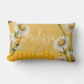 Honey Bee Honeycomb White Daisy Personalize Lendenkissen (Vorderseite)