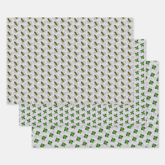 Honey Bee Honeycomb Wrapping Paper Set 3 Geschenkpapier Set (Set)