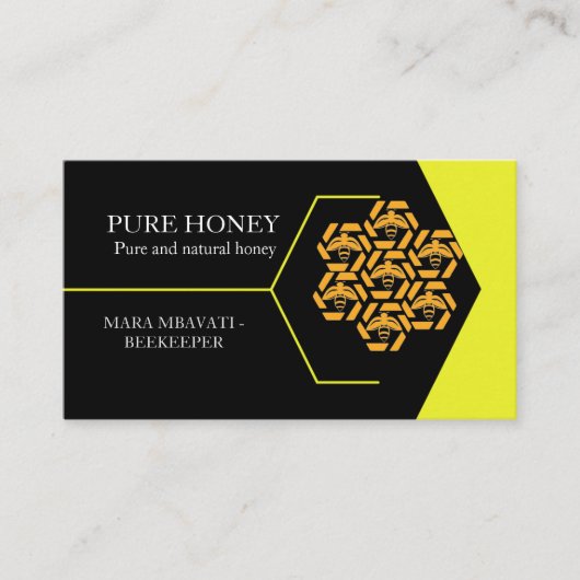 Honey Bee Honeycomb Yellow Square Visitenkarte (Vorderseite)