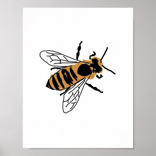 Honey Bee Illustration Bee Painting Art Poster (Vorne)