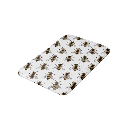 Honey Bee Illustration Insect Badematte (Schrägansicht)