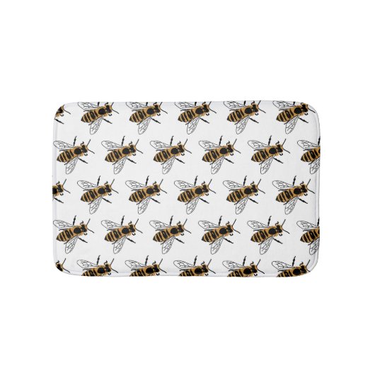 Honey Bee Illustration Insect Badematte (Vorderseite)