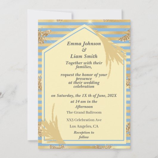 Honey Bee Imitats Glitzer Wedding Einladung (Vorderseite)