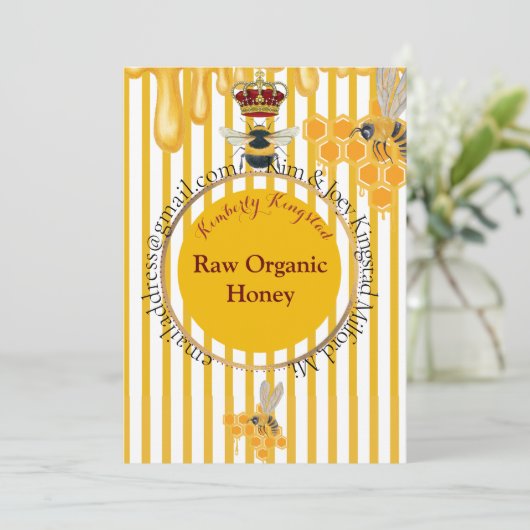 Honey Bee Label Feiertagskarte (Stehend Vorderseite)