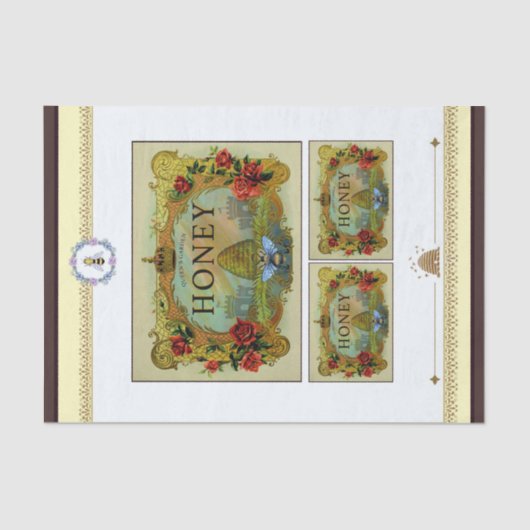 Honey Bee Labels Seidenpapier (Vorderseite)