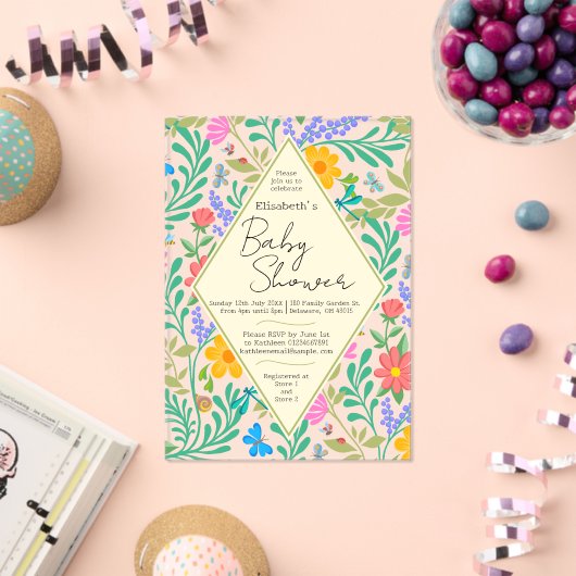 Honey Bee, Ladybug, Butterfly, Dragonfly & Blume Acryleinladungen (Insitu (Feier))