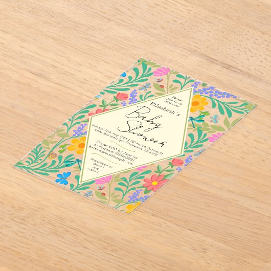 Honey Bee, Ladybug, Butterfly, Dragonfly & Blume Acryleinladungen (Ablage )