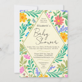 Honey Bee, Ladybug, Butterfly, Dragonfly & Blume Einladung