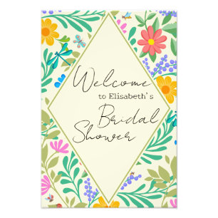 Honey Bee, Ladybug, Butterfly, Dragonfly & Blume Fotodruck