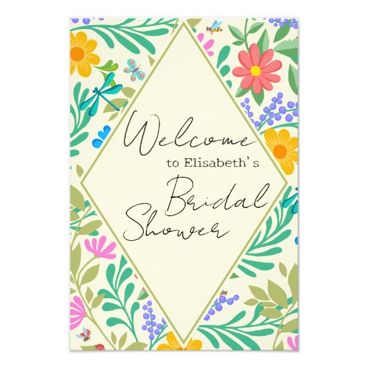 Honey Bee, Ladybug, Butterfly, Dragonfly & Blume Fotodruck (Vorne)