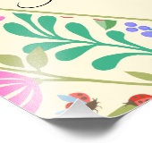 Honey Bee, Ladybug, Butterfly, Dragonfly & Blume Fotodruck (Ecke)