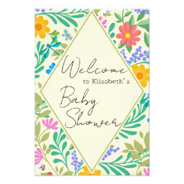 Honey Bee, Ladybug, Butterfly, Dragonfly & Blume Fotodruck