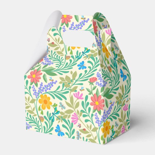 Honey Bee, Ladybug, Butterfly, Dragonfly & Blume Geschenkschachtel (Rückseite)