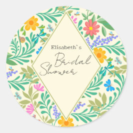 Honey Bee, Ladybug, Butterfly, Dragonfly & Blume Runder Aufkleber