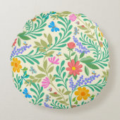 Honey Bee, Ladybug, Butterfly, Dragonfly & Blume Rundes Kissen (Vorderseite)