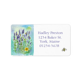 Honey Bee Lavender Watercolor Blume Adressaufkleber