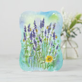 Honey Bee Lavender Watercolor Blume Brautparty Einladung (Stehend Vorderseite)