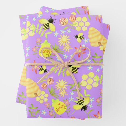 Honey Bee Lila Geschenkpapier Set (Beispiel)