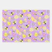Honey Bee Lila Geschenkpapier Set (Vorderseite)