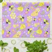 Honey Bee Lila Geschirrtuch (Gefaltet)