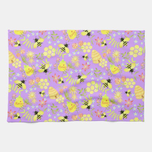 Honey Bee Lila Geschirrtuch (Horizontal)