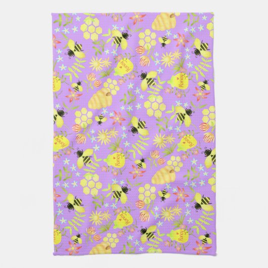 Honey Bee Lila Geschirrtuch (Vertikal)