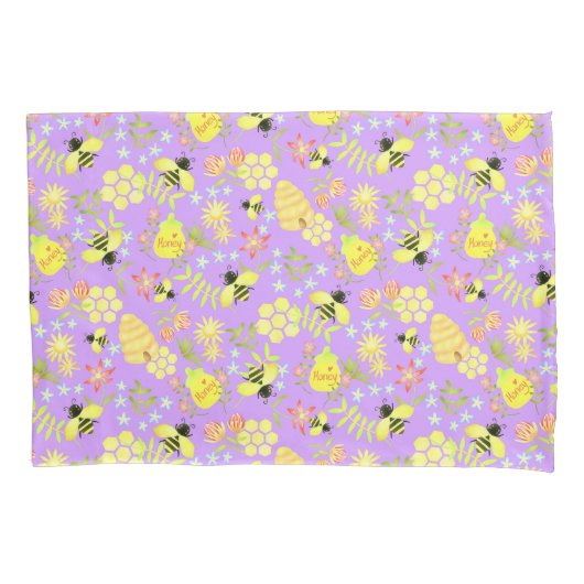 Honey Bee Lila Kissenbezug (Vorderseite)