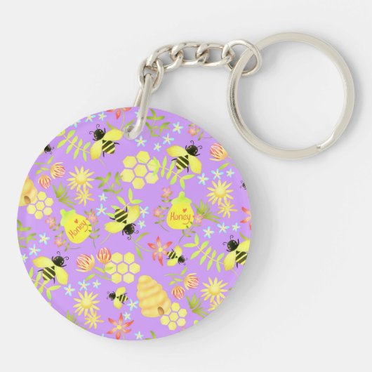 Honey Bee Lila Schlüsselanhänger (Rückseite)