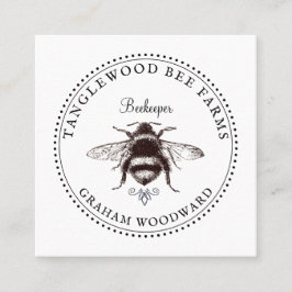 Honey Bee Logo Apiary Beekeeper Honey Products Quadratische Visitenkarte