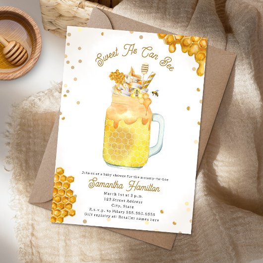 Honey Bee Milkshake Neutral Baby Shower Einladung