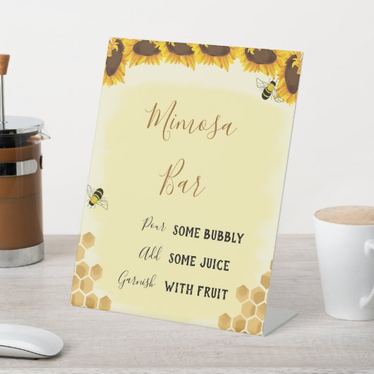 Honey Bee Mimosa Bar Sign, Gender Reveal Dusche Po Sockelschild (In SItu)