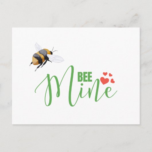 Honey Bee Mine Funny Valentine's Day Card Postkarte (Vorderseite)